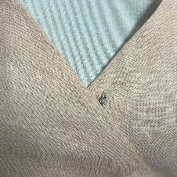 Vix Paula Hermanny Zoey Linen Midi Dress Nude Tan Wrap Style Women’s Size XS - Picture 16 of 16